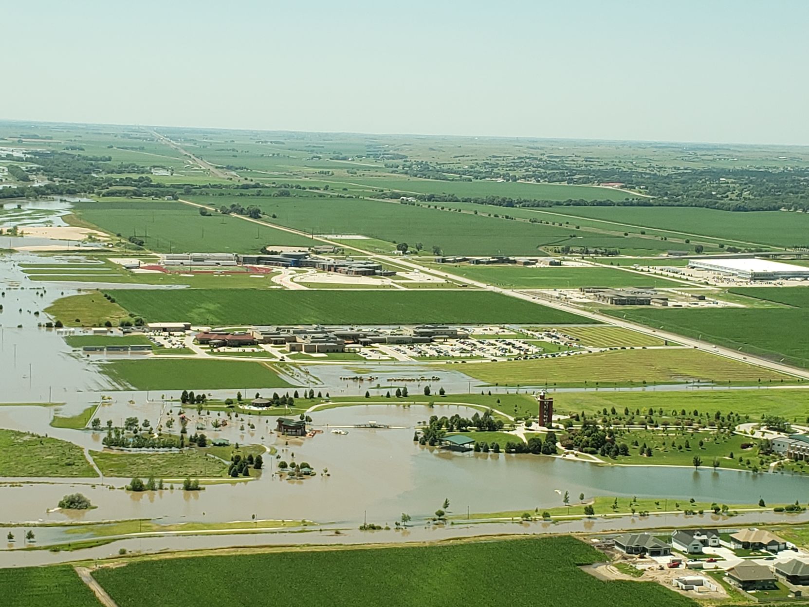 Aerial view of flood